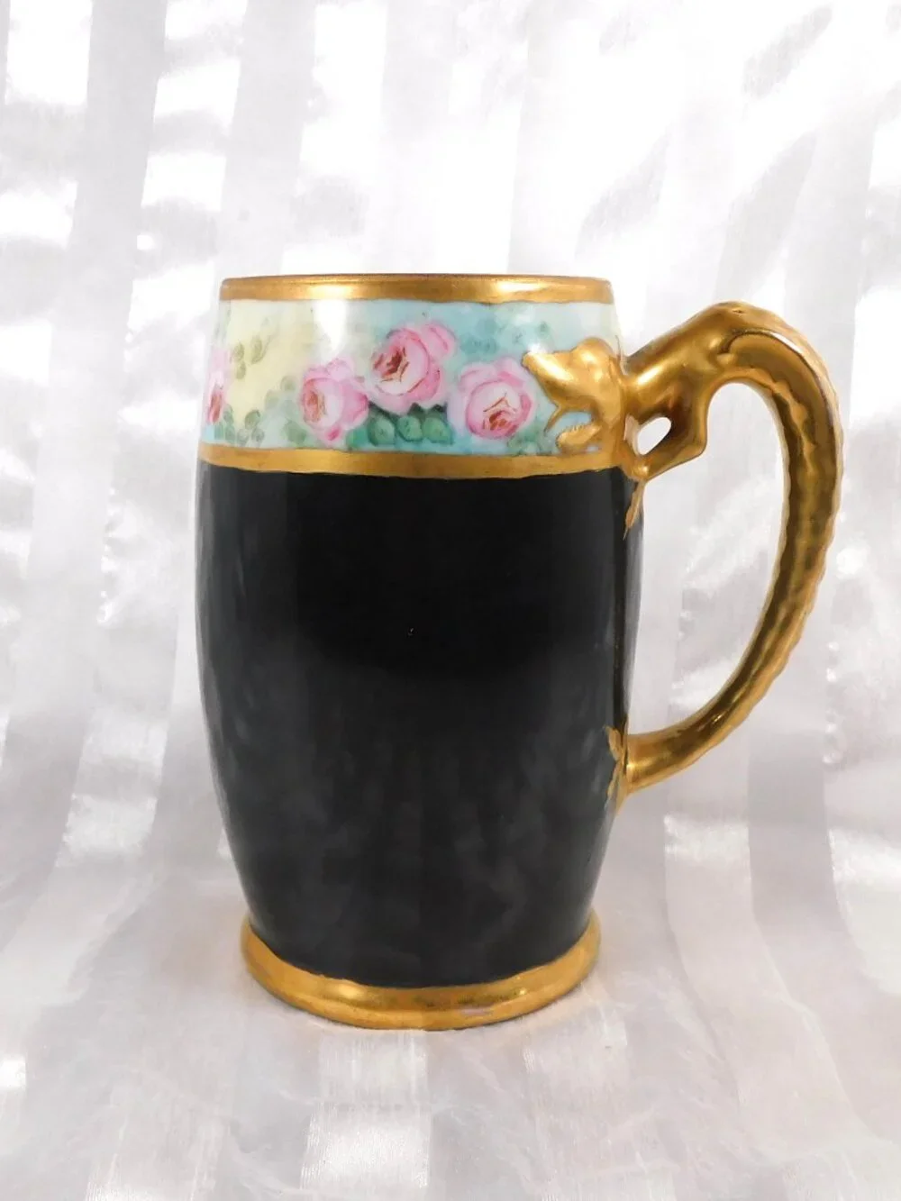 Signed Floral Mug with Dragon Handle # 26286